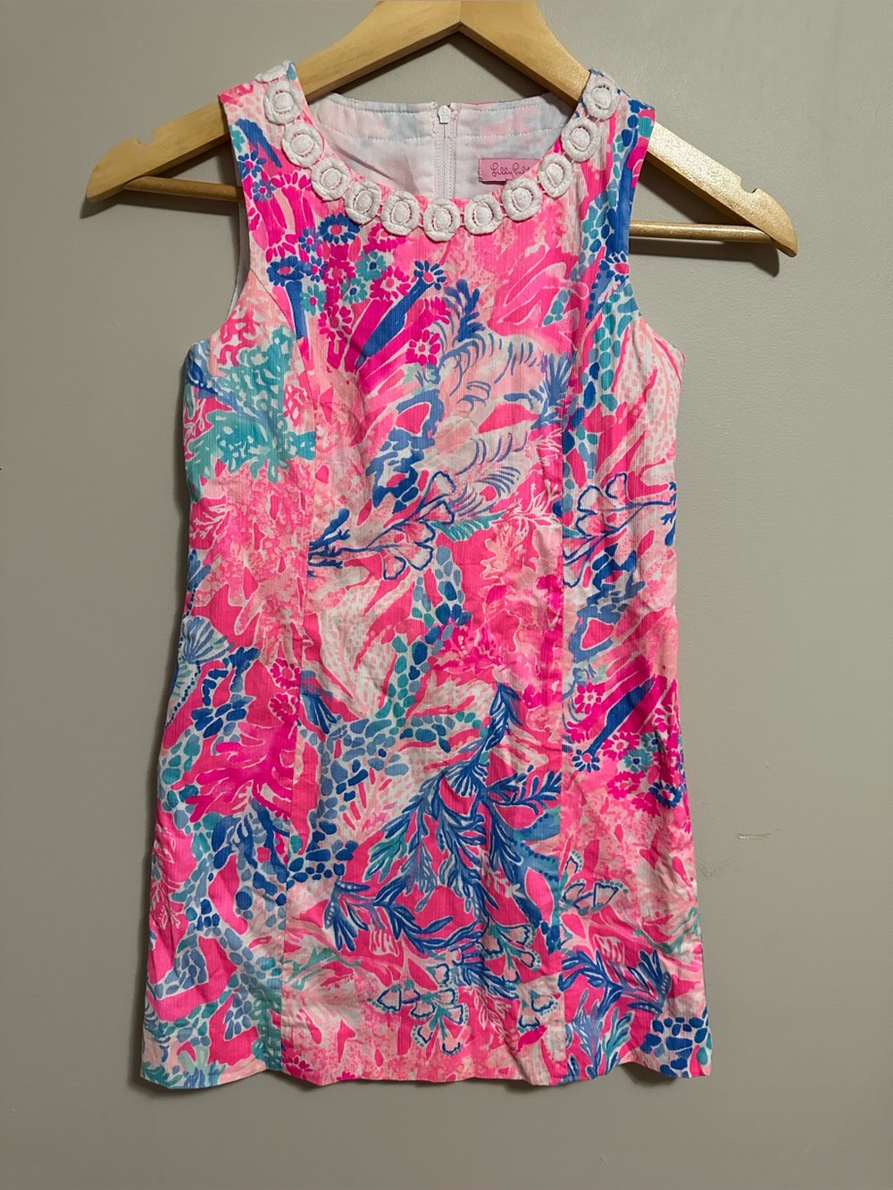 Lilly Pulitzer Neon Pink, Aqua & Cobalt Floral Shift Dress